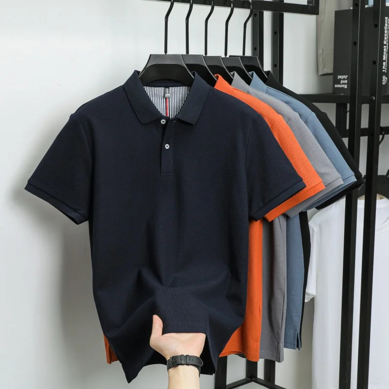 100% pure cotton high-end brand men's short sleeve polo shirt summer fashion hot selling golf breathable casual business T-shirt