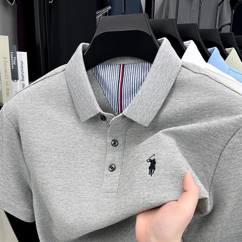 100% pure cotton high-end brand men's short sleeve polo shirt summer fashion original pony embroidery golf Paul casual T-shirt