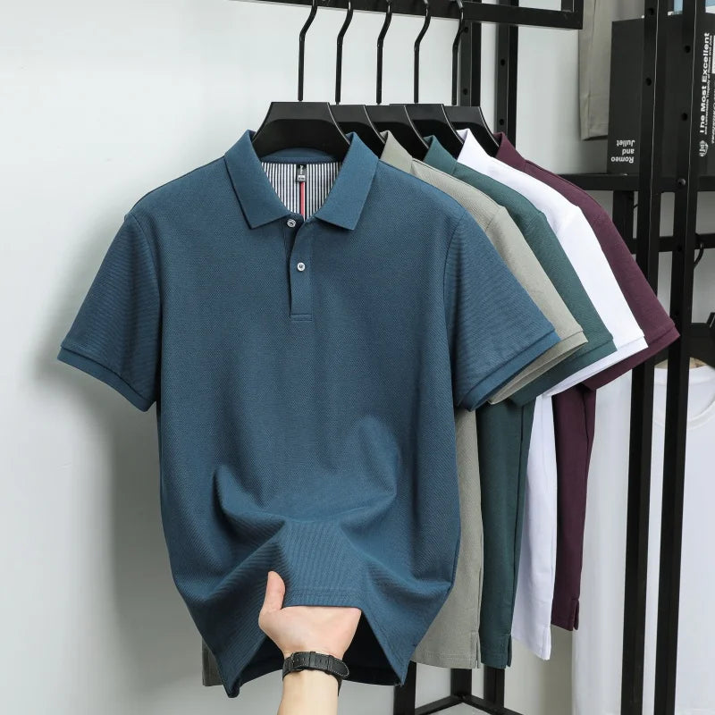 100% pure cotton high-end brand men's short sleeve polo shirt summer fashion hot selling golf breathable casual business T-shirt