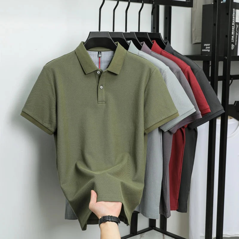 100% pure cotton high-end brand men's short sleeve polo shirt summer fashion hot selling golf breathable casual business T-shirt