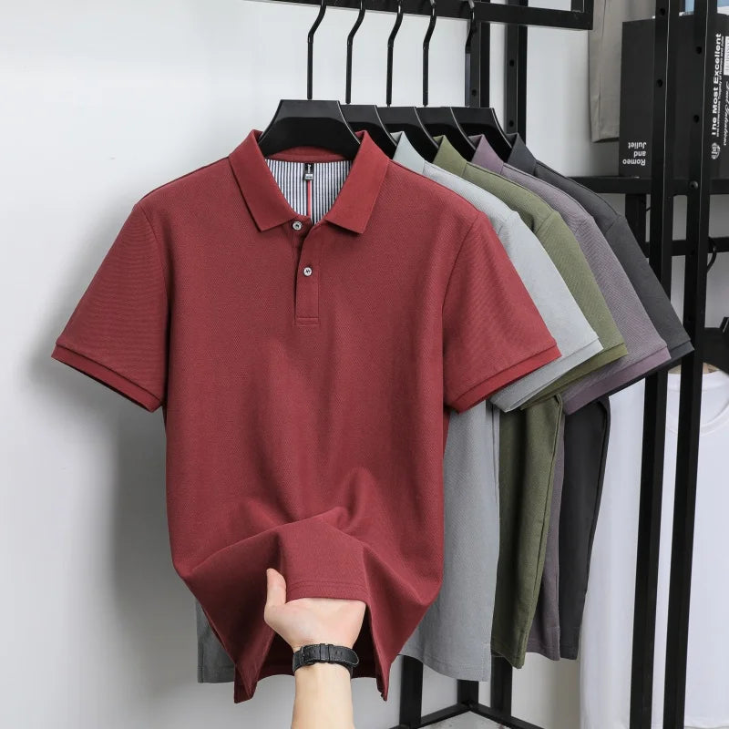 100% pure cotton high-end brand men's short sleeve polo shirt summer fashion hot selling golf breathable casual business T-shirt
