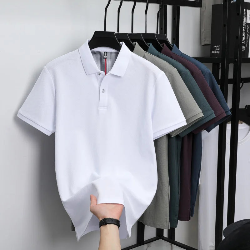 100% pure cotton high-end brand men's short sleeve polo shirt summer fashion hot selling golf breathable casual business T-shirt