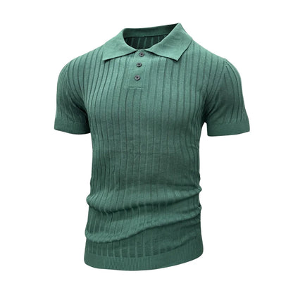Men's Short Sleeve Summer Outdoor Leisure Knitted Short Sleeve Breathable Comfortable Stretch Polo Shirt US Size