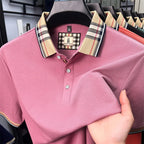 Men's Polo Shirts With plaid check collar