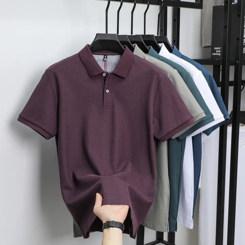 100% pure cotton high-end brand men's short sleeve polo shirt summer fashion hot selling golf breathable casual business T-shirt