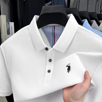 100% pure cotton high-end brand men's short sleeve polo shirt summer fashion original pony embroidery golf Paul  casual T-shirt