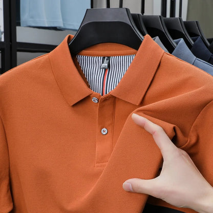100% pure cotton high-end brand men's short sleeve polo shirt summer fashion hot selling golf breathable casual business T-shirt