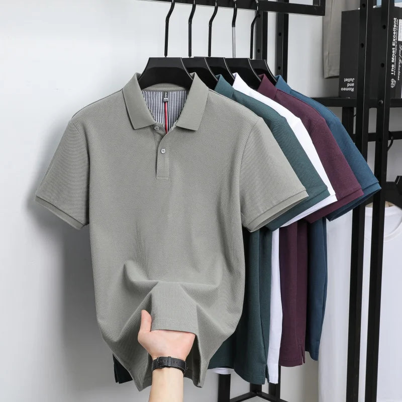 100% pure cotton high-end brand men's short sleeve polo shirt summer fashion hot selling golf breathable casual business T-shirt