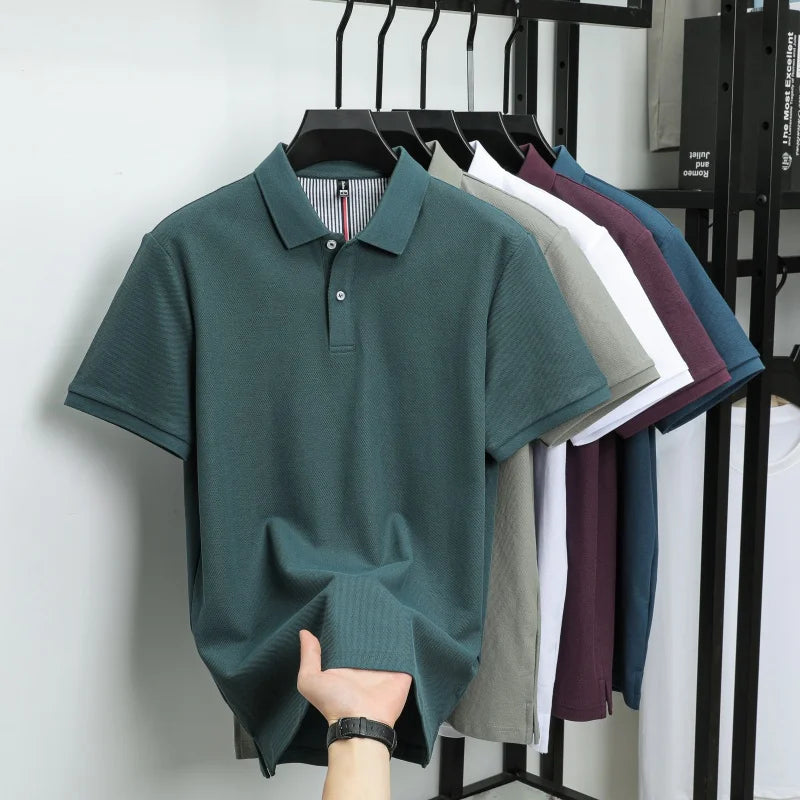 100% pure cotton high-end brand men's short sleeve polo shirt summer fashion hot selling golf breathable casual business T-shirt