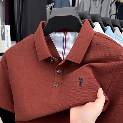 100% pure cotton high-end brand men's short sleeve polo shirt summer fashion original pony embroidery golf Paul  casual T-shirt
